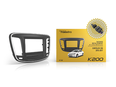 Maestro - KIT-C200 - Dash kit and T-harness solution for 2015-2017 Chrysler C200 in all trims. Includes T-harness, radio panel, steel radio brackets and USB adapter
