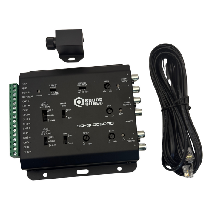 SoundQubed - Q-LOC6PRO - 6 Channel Active Line Out Converter with Sub Input and Bass Knob Included