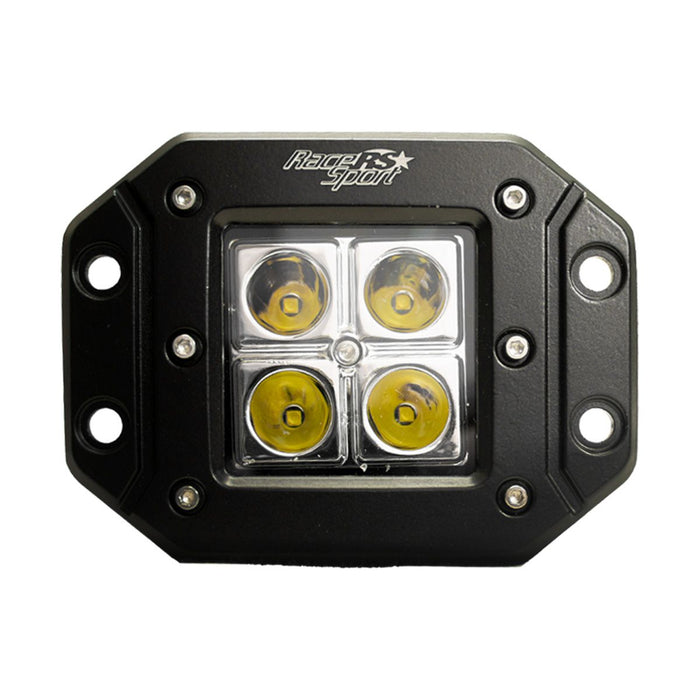 Race Sport RS12W4LEDFM - Flush Mount 12W 4 LED High-Powered 3x3 LED Spot Light