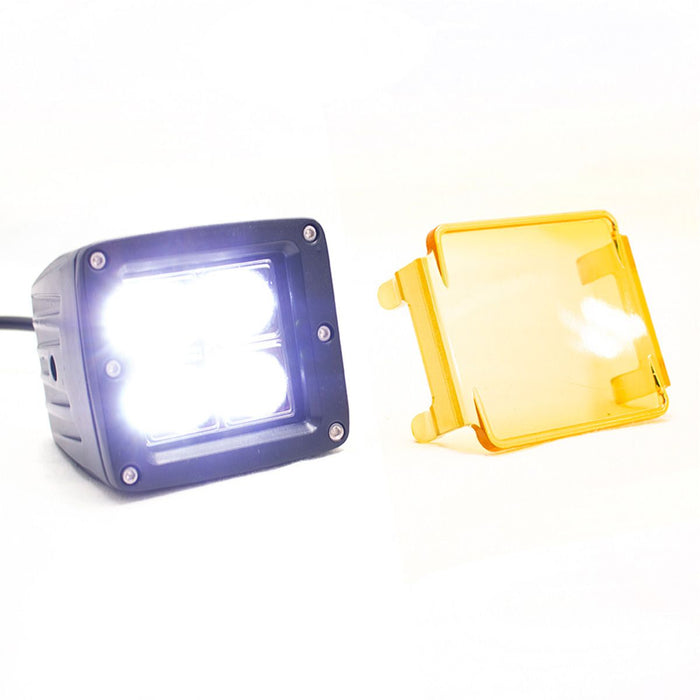 Race Sport RS4L3X316W - Street Series 3x3in 16W 4-LED CREE Cube Spot Light w/ Amber Optional Cover