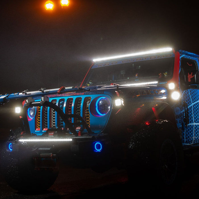 Race Sport RSLP20 - 20in 5w LoPro Ultra Slim LED Light Bar with Amber Marker - Running Light Function  90w - Includes Rocker Switch Harness