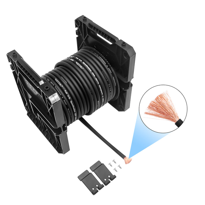 Recoil Audio - PG4-80 - PREMIUM TRUE SPEC 4 GAUGE GROUND WIRE, 99.9% OXYGEN-FREE PURE COPPER , FLEXIBLE SOFT TOUCH BLACK PVC JACKET (80 FEET/SPOOL)