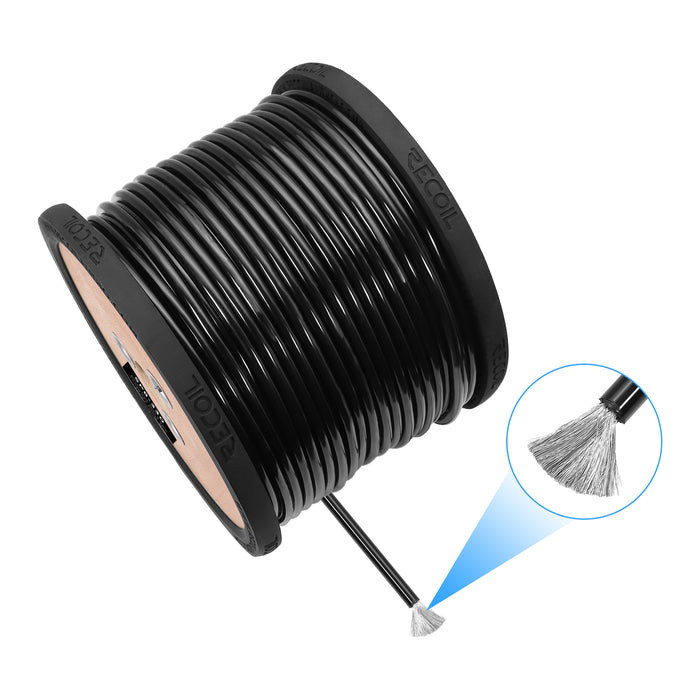 Recoil Audio - SG8-330 - TRUE-SPEC 8AWG TINED OFC SHINY BLACK PVC POWER WIRE, 330FT/WOODEN SPOOL