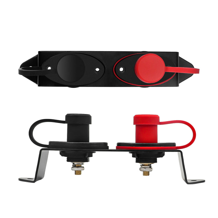 Recoil Audio - BJP-K -  UTV REMOTE BATTERY CHARGING AND JUMP POSTS, BATTERY TERMINALS RELOCATION KIT WITH 4 GAUGE TINNED OFC CABLE & MOUNTING BRACKET, QUICK & EASY CHARGING, FOR UTV ATV SLINGSHOT CAR TRUCKS RV TRACTOR BOAT