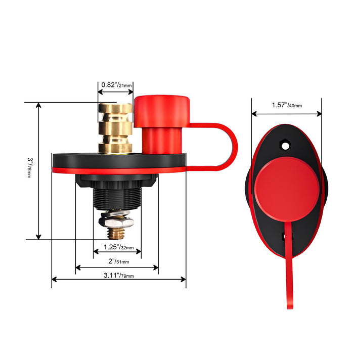 Recoil Audio - BJP - UTV REMOTE BATTERY CHARGING AND JUMP POSTS, BATTERY TERMINAL RELOCATION KITS, QUICK & EASY CHARGING, FOR UTV ATV SLINGSHOT CAR TRUCKS RV TRACTOR BOAT, RED & BLACK PAIR