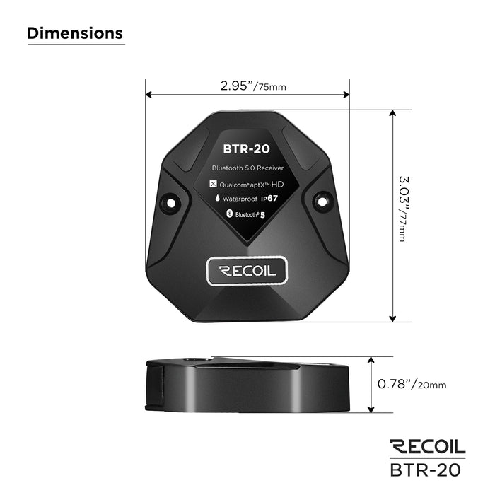 Recoil Audio - BTR-20 - WATERPROOF BLUETOOTH RECEIVER