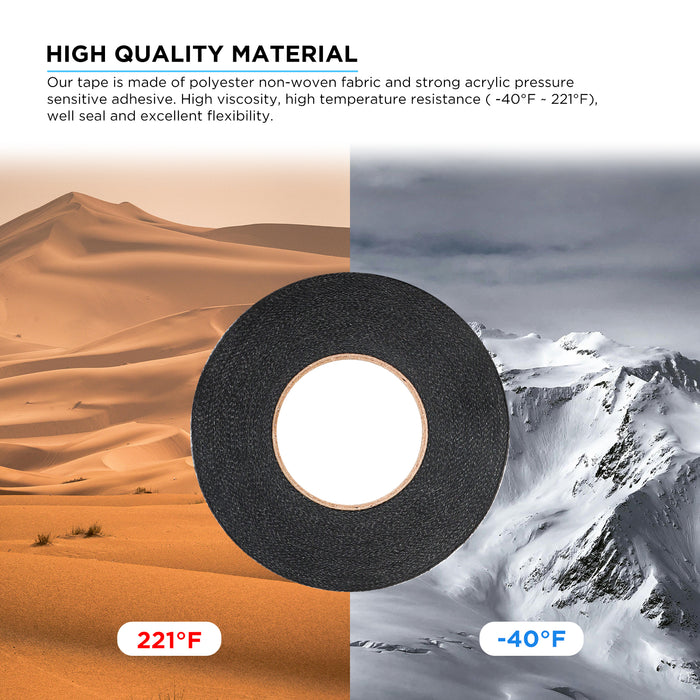 Recoil Audio - CT3450-6 - 6-PACK ELECTRICAL WIRE HARNESS CLOTH TAPE, 3/4-INCH BY 50-FOOT ROLL, HIGH TEMP WIRING LOOM HARNESS SELF-ADHESIVE FABRIC TAPE FOR AUTOMOTIVE ELECTRICAL WIRING