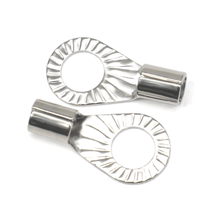 Recoil Audio - RT8516-20 - 20PCS 8AWG COPPER RING TERMINALS, 5/16” RING HOLE, SHINY NICKEL PLATED CRIMP RING TERMINALS WITH 20PCS RED & BLACK SOFT BOOTS