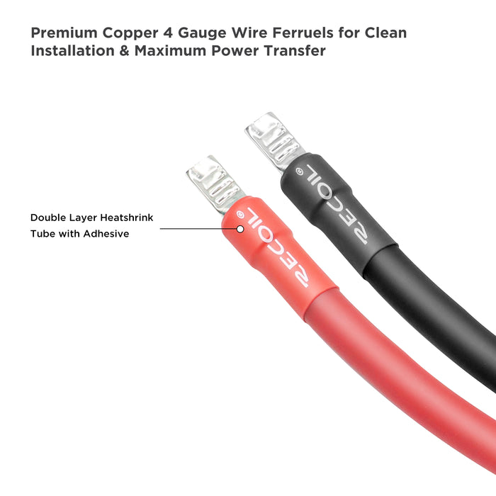 Recoil Audio - WF412 - WIRE FERRULES WITH HEAT SHRINK TUBES, 4AWG, 6 RED/6 BLACK