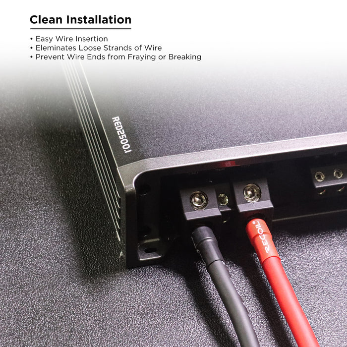 Recoil Audio - WF412 - WIRE FERRULES WITH HEAT SHRINK TUBES, 4AWG, 6 RED/6 BLACK