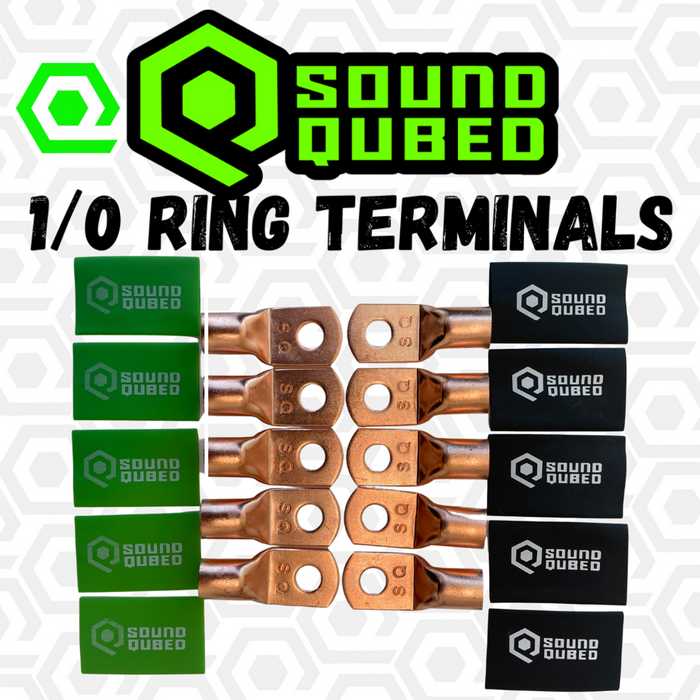 SoundQubed - SQ-LGS-0GA - 1/0 3/8" Ring Terminal Copper Lugs - 10pcs/ Bag