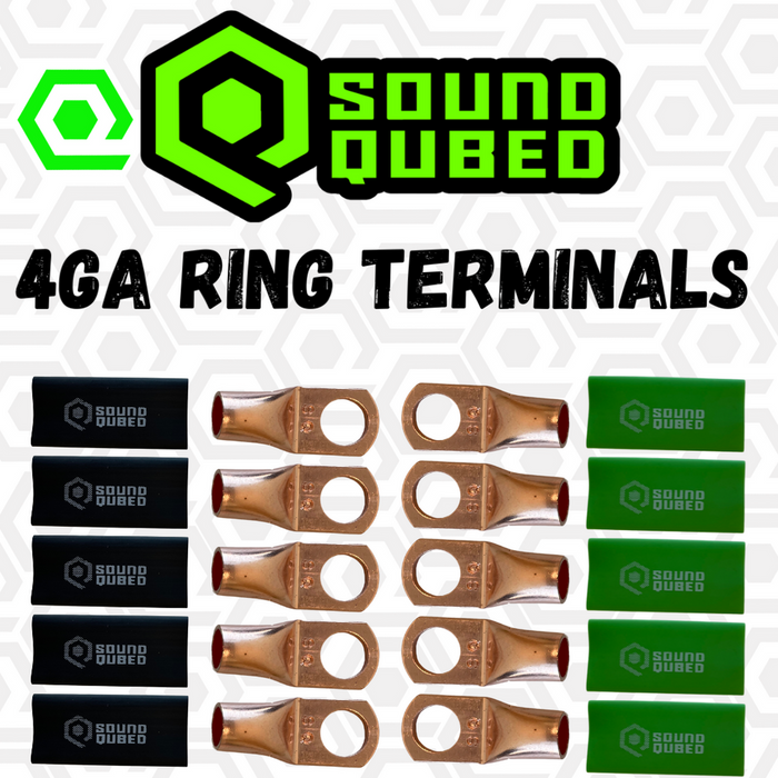SoundQubed - SQ-LGS-4GA - 4ga 3/8" Ring Terminal Copper Lugs - 10pcs/ Bag