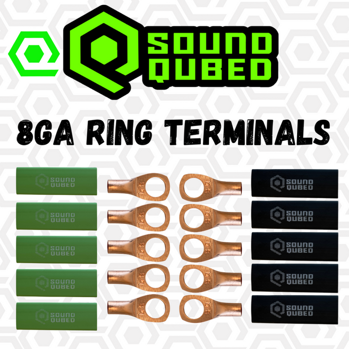 SoundQubed - SQ-LGS-8GA - 8ga 3/8" Ring Terminal Copper Lugs  - 10pcs/ Bag