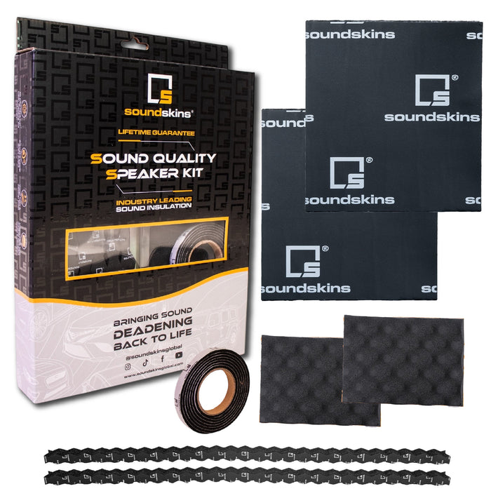 Soundskins  - SSK-SQSK - Sound deadening kit featuring (2x)Speaker Kit sheets, RingsV3, baffles, Strip Tape 3' L × 3/8" W