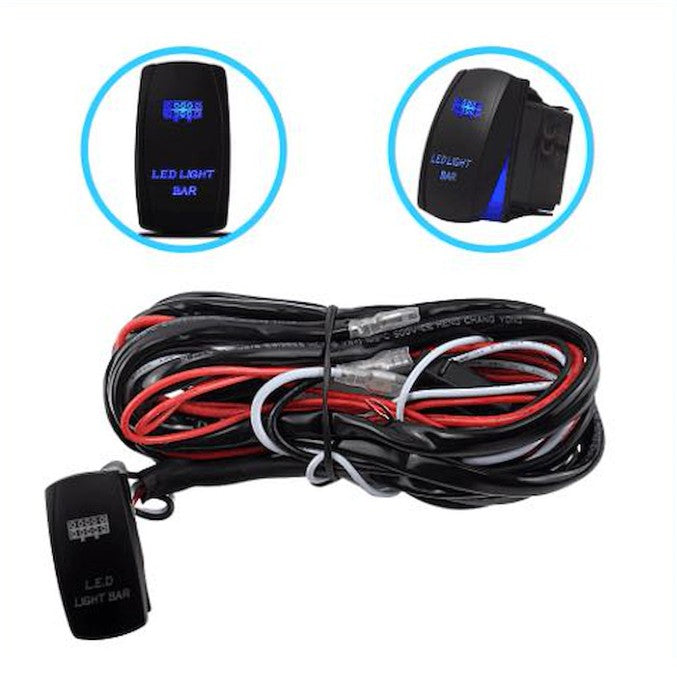Race Sport RS0007 - Complete Wire and Switch Harness with Light Bar LED Log Rocker switch and shielded wire to install any size light bars