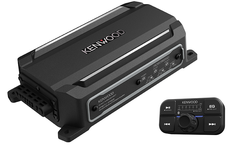 Kenwood - KAC-M5024BT - IP67/IP66 Waterproof Bluetooth Connected 4 Channel Compact Power Amplifier,  Wired Controller with Rotary Volume, 6 Selectable EQ Curves,  RCA Preout for System Expansion,  High-Pass & Low-Pass Filters (50-200Hz), 75W x 4 @ 2-ohms,