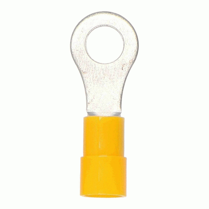 Install Bay - YVRT14 - Yellow Vinyl Ring Terminal 12-10 Gauge 1/4 in Package of 100
