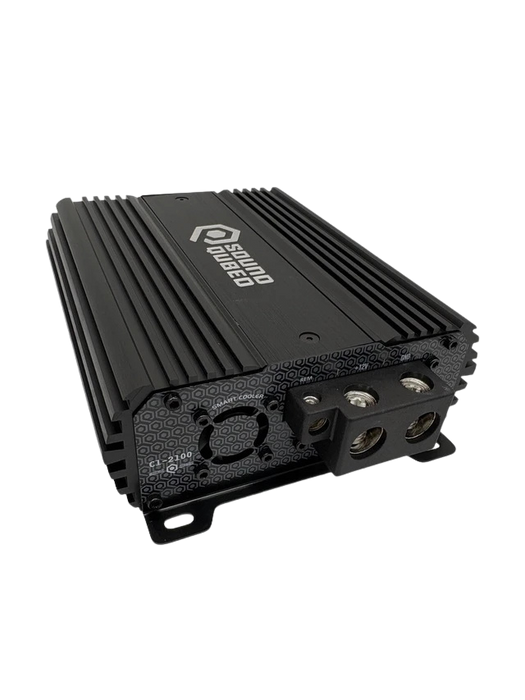 SoundQubed - C1-2100 - 1050x1@2ohm 2100x1@1ohm
Full Range Hybrid Compact Class D
Remote Knob Included (clip,voltage,temperature)
Variable Crossovers HP/FULL/LP/BP
Dimensions 5.9”x7.91”x2.1”