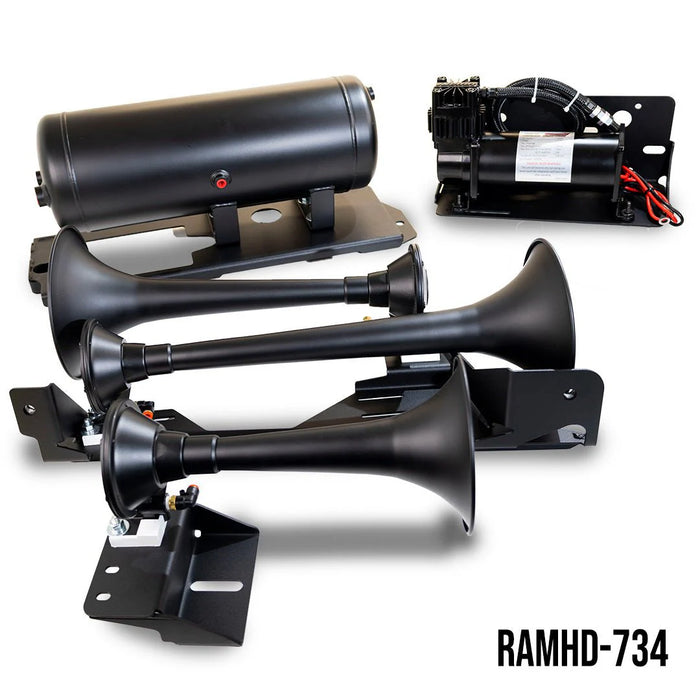 Kleinn - RAMHD-734 - 2014-19 Ram 2500/3500 SHORT BED Train Horn and Onboard Air System - 730/6450RC