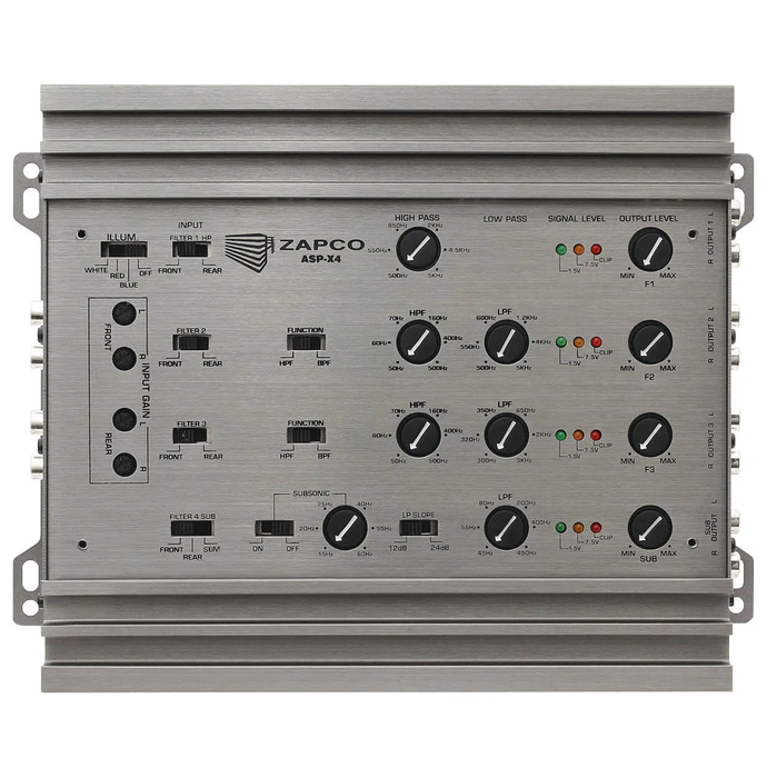 Zapco - ASP-X4 - 2/3/4-Way Electronic Crossover 9.5V Line Driver
