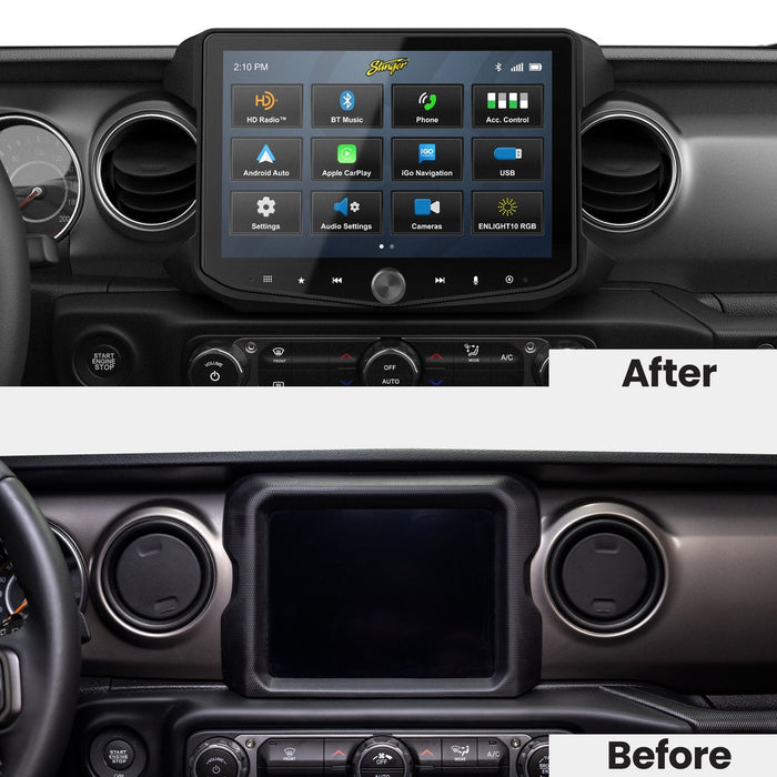 Stinger - H10JW18HP - HEIGH10+ Jeep Wrangler JL (2018-2023)/Gladiator JT (2020-2023) 10" Radio Fully Integrated Kit (IX210-SR-DF & SRK-JW18HX)