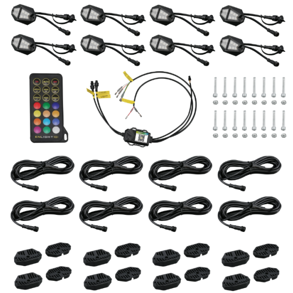 Race Sport - RSDK8 - *** SERIALIZED***8 RGBW Rock Lights 12 LEDâ€™s per pod, Connects to HEIGH10/HORIZON10 using Bluetooth module