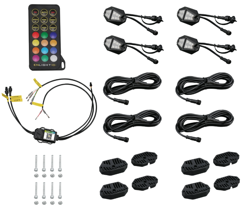 Race Sport - RSDK4 - *** SERIALIZED***4 RGBW Rock Lights 12 LEDs per pod, Connects to HEIGH10/HORIZON10 using Bluetooth module
