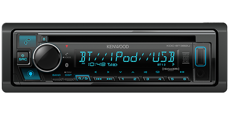 Kenwood - KDC-BT382U - CD Receiver, Bluetooth, Alexa Built-in, Alexa wake word enabled, Front USB & AUX, Variable Illumination, SiriusXM Ready, (3)2.5V RCA Preouts, Remote APP ready