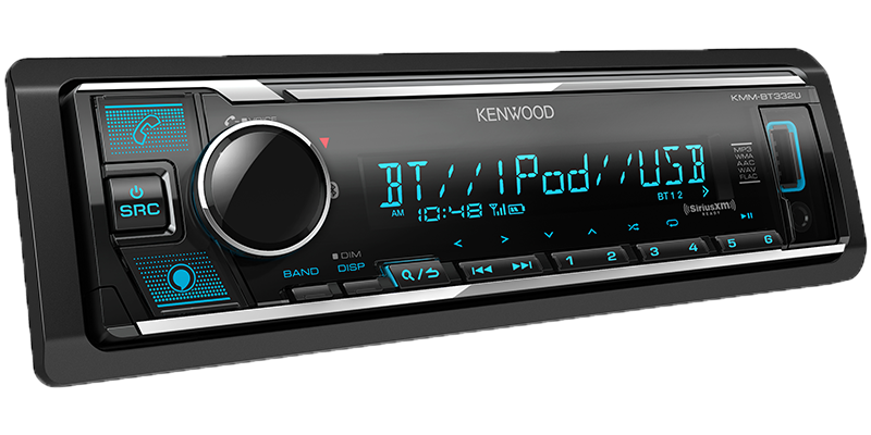 Kenwood - KMM-BT332U - Media Receiver with Bluetooth, Alexa Built-in, Alexa wake word enabled,  Front USB, SiriusXM Ready, KENWOOD Music Mix, Remote App Ready, (3)2.5 Volt Pre-outs