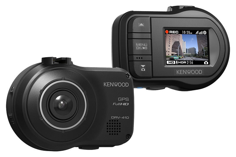 Kenwood - DRV-410 - Super HD Recording 2304 x 1296, G Shock Sensor, HDR, GPS, 8GB microSD included, Forward Collision Warning System, Parked Recording, Forward Clear Reminder, Lane Departure Warning System,12V Cigarette Plug and 12V Hard Wired plugs, Fron