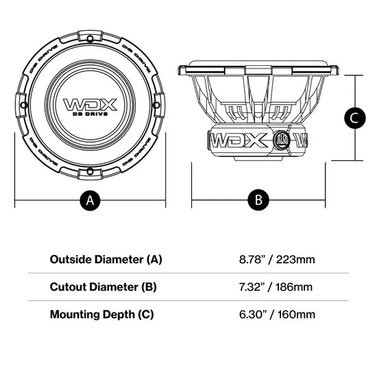 DB Drive - WDX8G2.4 - 8" WOOFER 4 OHM DVC 750W NOMINAL / 1500W MAX
